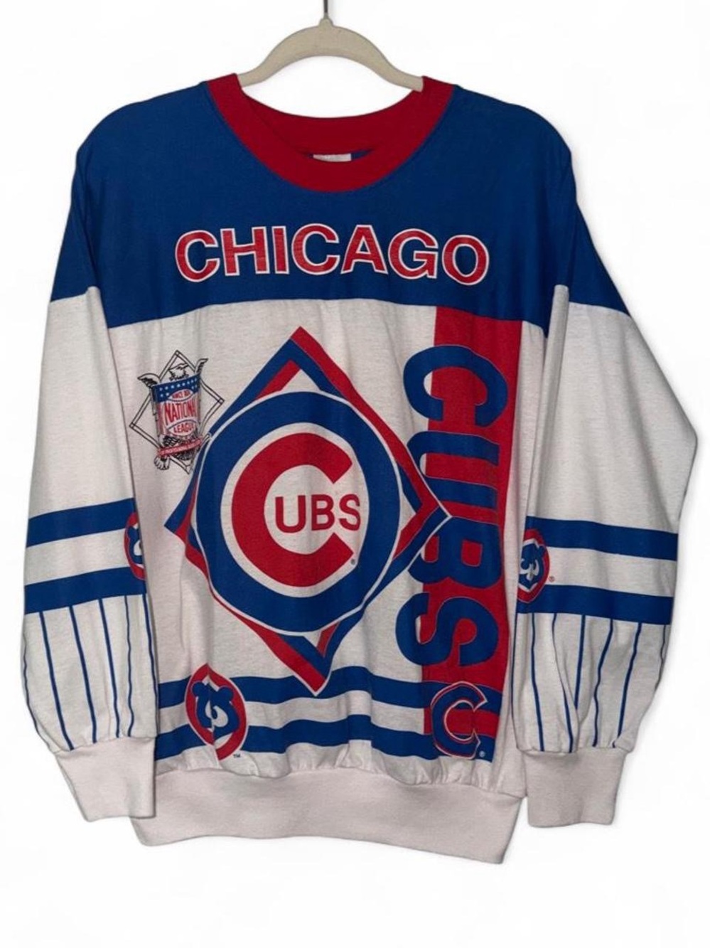Vintage 80s 90s Chicago Cubs baseball AOP sweatshirt size medium